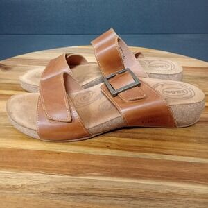 Taos My Dear Women's Size11 11.5 Hazelnut Brown Leather Wedge Sandals Tan Slide